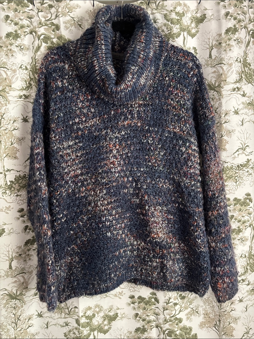 Women's Navy Multi-Blend Cowl Neck Sweater